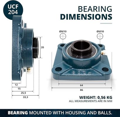 35 mm Inner Square 4-bolt Flanged Unit Pillow Block Bearing UCF207 voor Invoerlagers